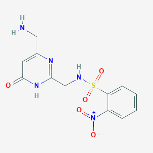 molecular formula C12H13N5O5S B2450993 n-{[4-(Aminomethyl)-6-hydroxypyrimidin-2-yl]methyl}-2-nitrobenzene-1-sulfonamide CAS No. 2138543-75-4