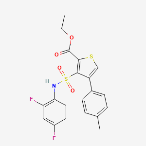 molecular formula C20H17F2NO4S2 B2451014 Ethyl 3-[(2,4-difluorophenyl)sulfamoyl]-4-(4-methylphenyl)thiophene-2-carboxylate CAS No. 1105208-83-0