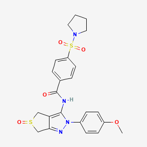 molecular formula C23H24N4O5S2 B2451032 N-(2-(4-methoxyphenyl)-5-oxido-4,6-dihydro-2H-thieno[3,4-c]pyrazol-3-yl)-4-(pyrrolidin-1-ylsulfonyl)benzamide CAS No. 1019103-02-6