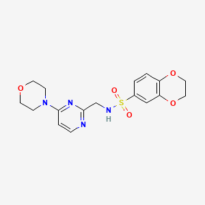 molecular formula C17H20N4O5S B2451039 N-((4-morpholinopyrimidin-2-yl)methyl)-2,3-dihydrobenzo[b][1,4]dioxine-6-sulfonamide CAS No. 1797619-26-1