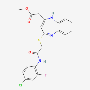 molecular formula C20H17ClFN3O3S B2451119 methyl 2-[4-({[(4-chloro-2-fluorophenyl)carbamoyl]methyl}sulfanyl)-1H-1,5-benzodiazepin-2-yl]acetate CAS No. 1251573-07-5