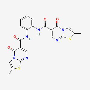 molecular formula C22H16N6O4S2 B2451142 N,N'-(1,2-phenylene)bis(2-methyl-5-oxo-5H-thiazolo[3,2-a]pyrimidine-6-carboxamide) CAS No. 896342-96-4