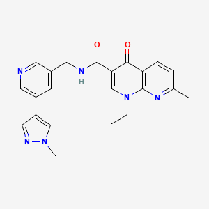 molecular formula C22H22N6O2 B2451198 1-ethyl-7-methyl-N-((5-(1-methyl-1H-pyrazol-4-yl)pyridin-3-yl)methyl)-4-oxo-1,4-dihydro-1,8-naphthyridine-3-carboxamide CAS No. 2034558-66-0