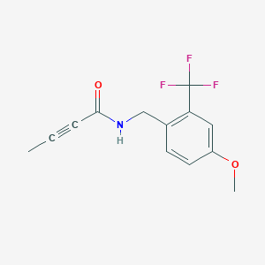 molecular formula C13H12F3NO2 B2451201 N-[[4-Methoxy-2-(trifluoromethyl)phenyl]methyl]but-2-ynamide CAS No. 2411305-42-3