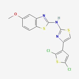 molecular formula C15H9Cl2N3OS3 B2451222 N-[4-(2,5-dichlorothiophen-3-yl)-1,3-thiazol-2-yl]-5-methoxy-1,3-benzothiazol-2-amine CAS No. 878061-16-6