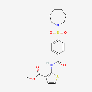 molecular formula C19H22N2O5S2 B2451231 Methyl 2-(4-(azepan-1-ylsulfonyl)benzamido)thiophene-3-carboxylate CAS No. 896680-25-4