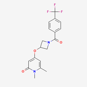 molecular formula C18H17F3N2O3 B2451254 1,6-dimethyl-4-((1-(4-(trifluoromethyl)benzoyl)azetidin-3-yl)oxy)pyridin-2(1H)-one CAS No. 1903229-74-2