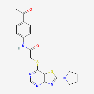 N-(4-acetylphenyl)-2-((2-(pyrrolidin-1-yl)thiazolo[4,5-d]pyrimidin-7-yl)thio)acetamide