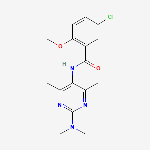 molecular formula C16H19ClN4O2 B2451297 5-Chloro-N-[2-(dimethylamino)-4,6-dimethylpyrimidin-5-YL]-2-methoxybenzamide CAS No. 1448034-28-3