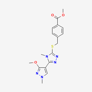 methyl 4-(((5-(3-methoxy-1-methyl-1H-pyrazol-4-yl)-4-methyl-4H-1,2,4-triazol-3-yl)thio)methyl)benzoate