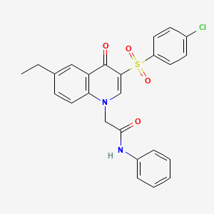 2-[3-(4-chlorophenyl)sulfonyl-6-ethyl-4-oxoquinolin-1-yl]-N-phenylacetamide
