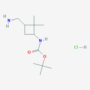 molecular formula C12H25ClN2O2 B2451317 tert-butylN-[3-(aminomethyl)-2,2-dimethylcyclobutyl]carbamatehydrochloride CAS No. 2416233-98-0