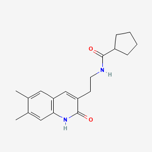 N-[2-(6,7-dimethyl-2-oxo-1H-quinolin-3-yl)ethyl]cyclopentanecarboxamide