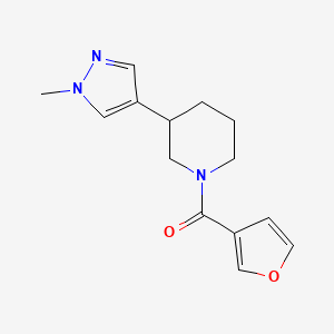 molecular formula C14H17N3O2 B2451346 1-(furan-3-carbonyl)-3-(1-methyl-1H-pyrazol-4-yl)piperidine CAS No. 2320418-14-0