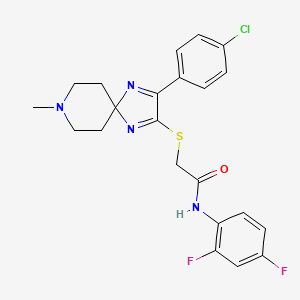 molecular formula C22H21ClF2N4OS B2451354 2-{[3-(4-CHLOROPHENYL)-8-METHYL-1,4,8-TRIAZASPIRO[4.5]DECA-1,3-DIEN-2-YL]SULFANYL}-N-(2,4-DIFLUOROPHENYL)ACETAMIDE CAS No. 1189462-61-0