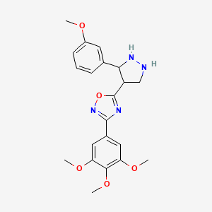 molecular formula C21H20N4O5 B2451388 5-[3-(3-Methoxyphenyl)pyrazolidin-4-yl]-3-(3,4,5-trimethoxyphenyl)-1,2,4-oxadiazole CAS No. 1171089-66-9