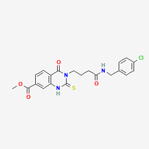 molecular formula C21H20ClN3O4S B2451392 Methyl 3-(4-((4-chlorobenzyl)amino)-4-oxobutyl)-4-oxo-2-thioxo-1,2,3,4-tetrahydroquinazoline-7-carboxylate CAS No. 946376-06-3