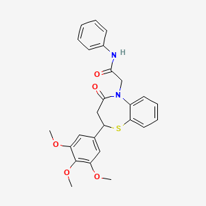 2-(4-oxo-2-(3,4,5-trimethoxyphenyl)-3,4-dihydrobenzo[b][1,4]thiazepin-5(2H)-yl)-N-phenylacetamide