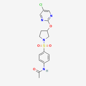 molecular formula C16H17ClN4O4S B2451416 N-(4-((3-((5-chloropyrimidin-2-yl)oxy)pyrrolidin-1-yl)sulfonyl)phenyl)acetamide CAS No. 2034251-37-9