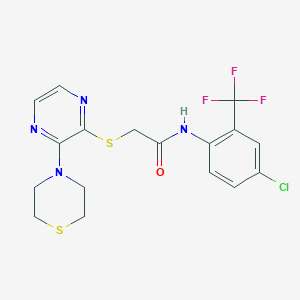 N-(4-chloro-2-(trifluoromethyl)phenyl)-2-((3-thiomorpholinopyrazin-2-yl)thio)acetamide