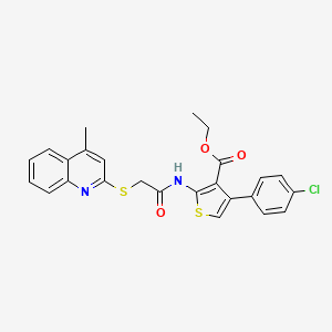 molecular formula C25H21ClN2O3S2 B2451441 ETHYL 4-(4-CHLOROPHENYL)-2-{2-[(4-METHYLQUINOLIN-2-YL)SULFANYL]ACETAMIDO}THIOPHENE-3-CARBOXYLATE CAS No. 671198-85-9