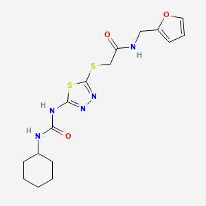2-[[5-(cyclohexylcarbamoylamino)-1,3,4-thiadiazol-2-yl]sulfanyl]-N-(furan-2-ylmethyl)acetamide