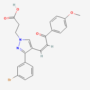 (Z)-3-(3-(3-bromophenyl)-4-(3-(4-methoxyphenyl)-3-oxoprop-1-en-1-yl)-1H-pyrazol-1-yl)propanoic acid