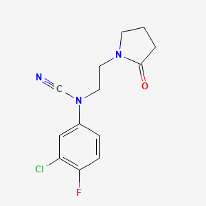 molecular formula C13H13ClFN3O B2451464 (3-Chloro-4-fluorophenyl)-[2-(2-oxopyrrolidin-1-yl)ethyl]cyanamide CAS No. 1645350-63-5