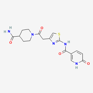 N-(4-(2-(4-carbamoylpiperidin-1-yl)-2-oxoethyl)thiazol-2-yl)-6-oxo-1,6-dihydropyridine-3-carboxamide