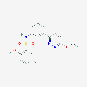 molecular formula C20H21N3O4S B2451475 N-[3-(6-ethoxypyridazin-3-yl)phenyl]-2-methoxy-5-methylbenzene-1-sulfonamide CAS No. 895805-58-0