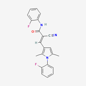 molecular formula C22H17F2N3O B2451477 (E)-2-cyano-N-(2-fluorophenyl)-3-[1-(2-fluorophenyl)-2,5-dimethylpyrrol-3-yl]prop-2-enamide CAS No. 351193-38-9