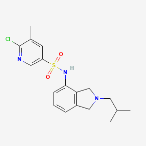 molecular formula C18H22ClN3O2S B2451487 6-chloro-5-methyl-N-[2-(2-methylpropyl)-2,3-dihydro-1H-isoindol-4-yl]pyridine-3-sulfonamide CAS No. 1444629-48-4