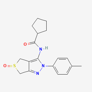 molecular formula C18H21N3O2S B2451512 N-(5-氧代-2-(对甲苯基)-4,6-二氢-2H-噻吩[3,4-c]嘧啶-3-基)环戊烷甲酰胺 CAS No. 958132-53-1