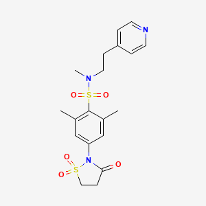 molecular formula C19H23N3O5S2 B2451514 4-(1,1-dioxido-3-oxoisothiazolidin-2-yl)-N,2,6-trimethyl-N-(2-(pyridin-4-yl)ethyl)benzenesulfonamide CAS No. 1015603-15-2