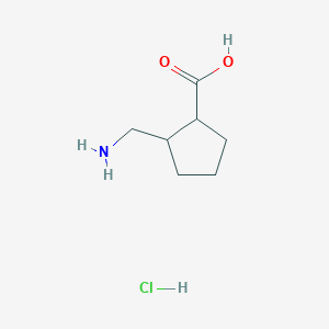 molecular formula C7H14ClNO2 B2451521 2-(Aminomethyl)cyclopentane-1-carboxylic acid hydrochloride CAS No. 1955519-38-6