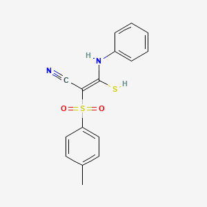 molecular formula C16H14N2O2S2 B2451523 (Z)-3-anilino-2-(4-methylphenyl)sulfonyl-3-sulfanylprop-2-enenitrile CAS No. 1047724-30-0