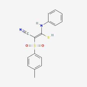 molecular formula C16H14N2O2S2 B2451523 (Z)-3-苯胺基-2-(4-甲基苯基磺酰基)-3-硫代丙-2-烯腈 CAS No. 1047724-30-0