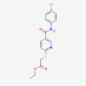 molecular formula C16H15ClN2O3S B2451576 Ethyl 2-({5-[(4-chloroanilino)carbonyl]-2-pyridinyl}sulfanyl)acetate CAS No. 339030-28-3