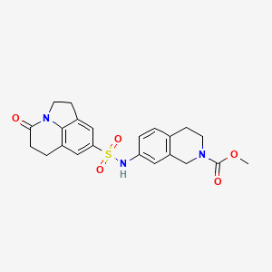 molecular formula C22H23N3O5S B2451588 methyl 7-(4-oxo-2,4,5,6-tetrahydro-1H-pyrrolo[3,2,1-ij]quinoline-8-sulfonamido)-3,4-dihydroisoquinoline-2(1H)-carboxylate CAS No. 1797217-12-9