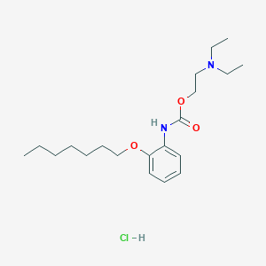 molecular formula C20H35ClN2O3 B024516 Carbamic acid, (2-(heptyloxy)phenyl)-, 2-(diethylamino)ethyl ester, monohydrochloride CAS No. 102609-70-1