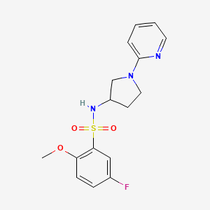 molecular formula C16H18FN3O3S B2451610 5-fluoro-2-methoxy-N-(1-(pyridin-2-yl)pyrrolidin-3-yl)benzenesulfonamide CAS No. 1790197-47-5