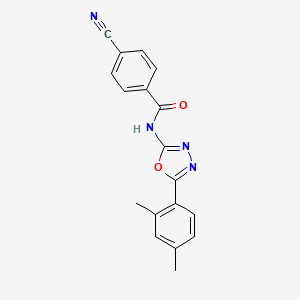 molecular formula C18H14N4O2 B2451627 4-cyano-N-[5-(2,4-dimethylphenyl)-1,3,4-oxadiazol-2-yl]benzamide CAS No. 891144-97-1