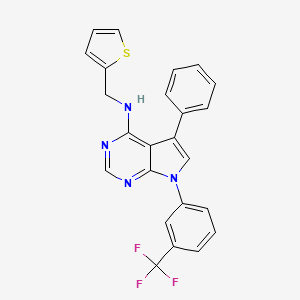 molecular formula C24H17F3N4S B2451628 5-phenyl-N-[(thiophen-2-yl)methyl]-7-[3-(trifluoromethyl)phenyl]-7H-pyrrolo[2,3-d]pyrimidin-4-amine CAS No. 477236-37-6