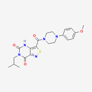 molecular formula C21H25N5O4S B2451640 3-[4-(4-methoxyphenyl)piperazine-1-carbonyl]-6-(2-methylpropyl)-4H,5H,6H,7H-[1,2]thiazolo[4,3-d]pyrimidine-5,7-dione CAS No. 1251705-44-8