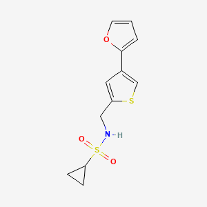 molecular formula C12H13NO3S2 B2451680 N-{[4-(furan-2-yl)thiophen-2-yl]methyl}cyclopropanesulfonamide CAS No. 2379995-09-0