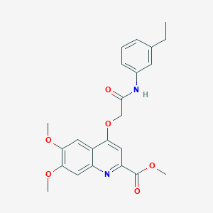 molecular formula C23H24N2O6 B2451715 METHYL 4-{[(3-ETHYLPHENYL)CARBAMOYL]METHOXY}-6,7-DIMETHOXYQUINOLINE-2-CARBOXYLATE CAS No. 1359416-66-2