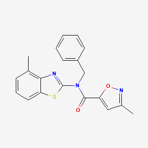 molecular formula C20H17N3O2S B2451719 N-benzyl-3-methyl-N-(4-methyl-1,3-benzothiazol-2-yl)-1,2-oxazole-5-carboxamide CAS No. 926825-58-3