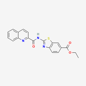 molecular formula C20H15N3O3S B2451726 ETHYL 2-(QUINOLINE-2-AMIDO)-1,3-BENZOTHIAZOLE-6-CARBOXYLATE CAS No. 881932-63-4