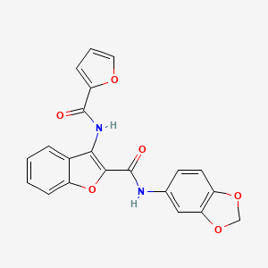 molecular formula C21H14N2O6 B2451753 N-(2H-1,3-benzodioxol-5-yl)-3-(furan-2-amido)-1-benzofuran-2-carboxamide CAS No. 888463-95-4