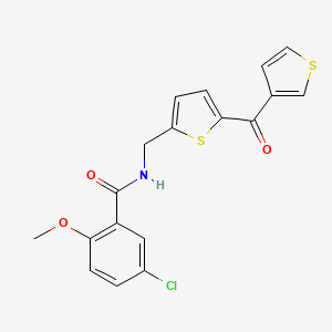 B2451771 5-chloro-2-methoxy-N-((5-(thiophene-3-carbonyl)thiophen-2-yl)methyl)benzamide CAS No. 1797078-38-6